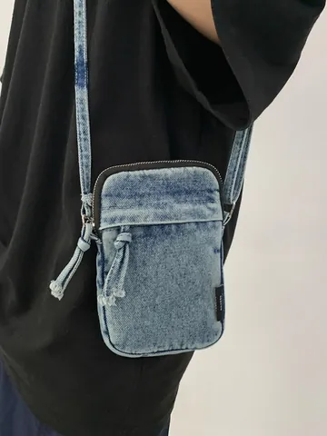 Vintage Denim Τσάντα Χιαστί Για Γυναίκες Μικρή Τσάντα Κινητού Denim Casual Ελαφριά Τετράγωνη Τσάντα Ώμου Με Φερμουάρ