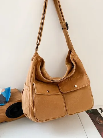 Große Kapazität Segeltuch Umhängetasche Für Damen Herren Vintage Casual Messenger Bag Pendeln Schultertasche Mit Taschen