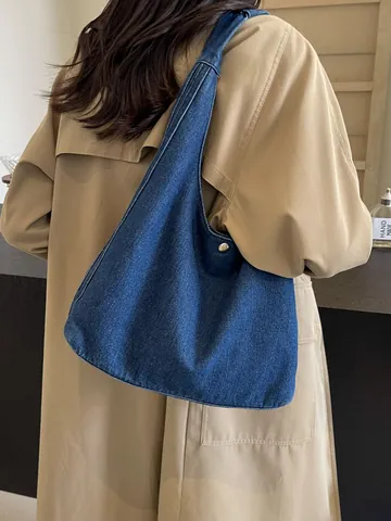Sac Hobo en Denim Décontracté pour Femmes Grande Capacité Sac à Bandoulière Fourre-tout en Denim Délavé Rétro Sac à Main Quotidien