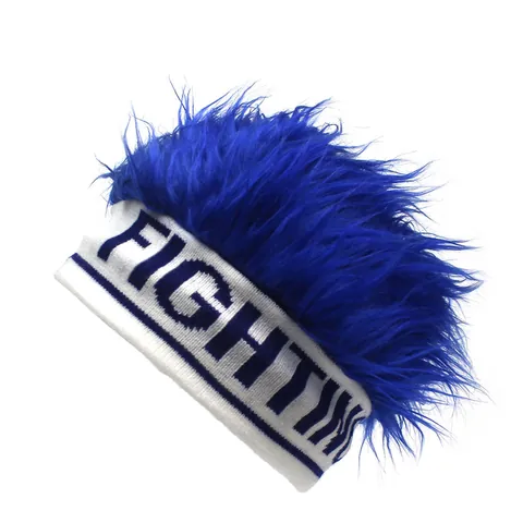 Funny Novelty Knit Wig Beanie Hat With Synthetic Hair For Men Women Fighting Letter Print Hip Hop Streetwear Party Cap