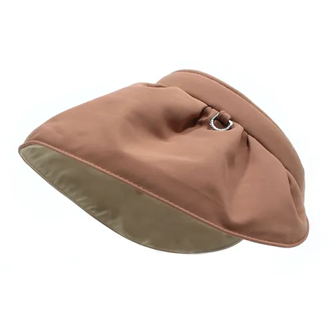 Women's Wide Brim Sun Hat Foldable Polyester Portable Shell Shape Beach Hat With Metal Ring Sun Protection Shading Hat