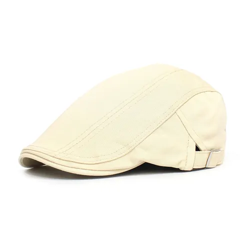 Heren Vintage Katoenen Platte Pet Baret Ivy Hoed Met Verstelbare Gesp Effen Kleur Zonbescherming Casual Cap