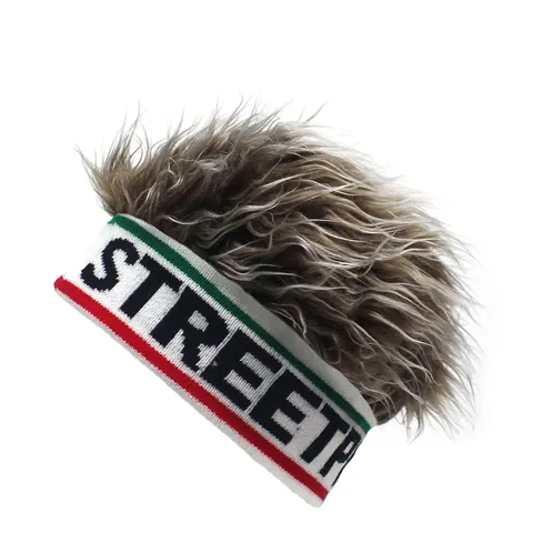 Funny Wig Knitted Beanie For Men Women Hip Hop Streetwear Streetper Letter Pattern Party Wig Hat Acrylic Warm Brimless Hat