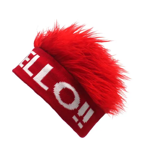 Divertente Cappello Beanie con Parrucca per Uomo Donna Hip Hop Street Punk Cappello in Maglia LOVE HELLO Lettere Festa Costume Beanie