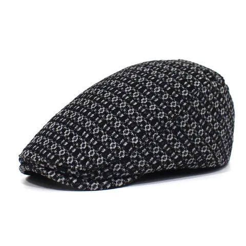 Women Retro Cotton Jacquard Flat Cap Newsboy Beret Hat With Geometric Pattern Outdoor Sun Protection Adjustable Fashion Cap