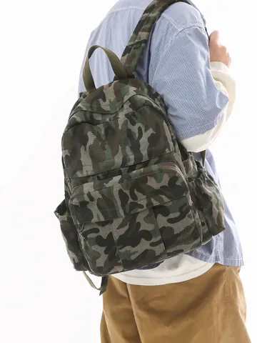 Fashion Camouflage Leopard Print Canvas Backpack Men Women Large Capacity Student Schoolbag Lightweight Travel Casual Daypack