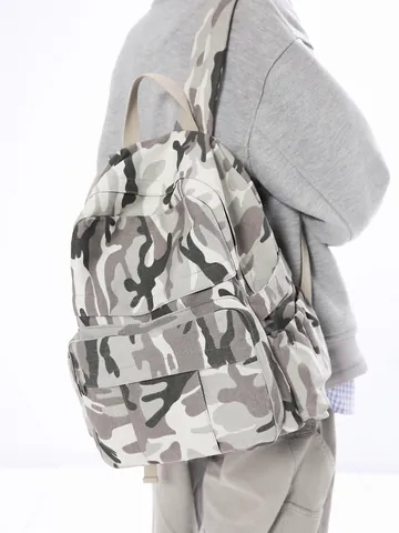 Fashion Camouflage Leopard Print Canvas Backpack Men Women Large Capacity Student Schoolbag Lightweight Travel Casual Daypack