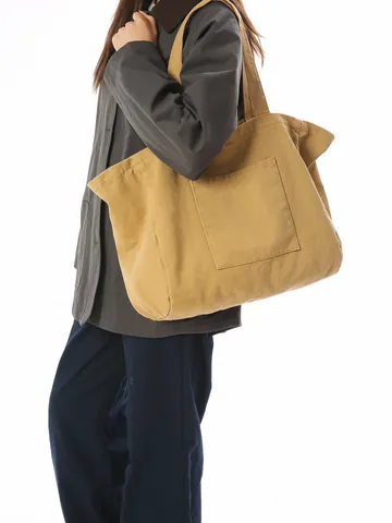 Bolso de Mano de Lona de Gran Capacidad para Mujer Vintage Minimalista Color Sólido Bolso de Hombro para Trabajo Escuela Compras