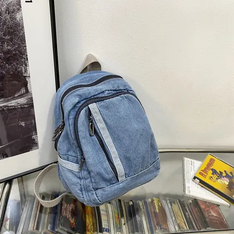 Vrouwen Mode Denim Mini Rugzak Retro Casual Stijl Reizen Kleine Schooltas Met Meerdere Zakken Lichtgewicht Jeans Daypack