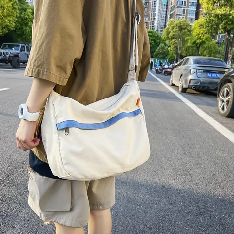Große Kapazität Segeltuch Umhängetasche Für Damen Herren Japanische Arbeitskleidung Messenger Tasche Lässige Schultertasche Mit Verstellbarem Riemen