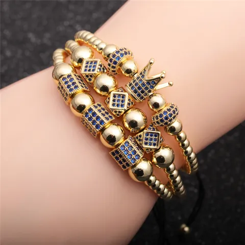 Πολυτελές Πλεγμένο Βραχιόλι με Στέμμα και Ζιργκόν και Χειροπέδα με Ρωμαϊκούς Αριθμούς από Ανοξείδωτο Ατσάλι για Άνδρες Γυναίκες Κοσμήματα Hip Hop
