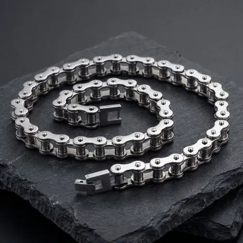 Men Bicycle Chain Necklace 316L Stainless Steel Heavy Duty Industrial Punk Style Polished Motorcycle Link Jewelry