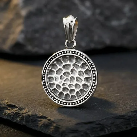 Retro Hammered Texture Round Pendant Stainless Steel Industrial Punk Jewelry Accessory For Men