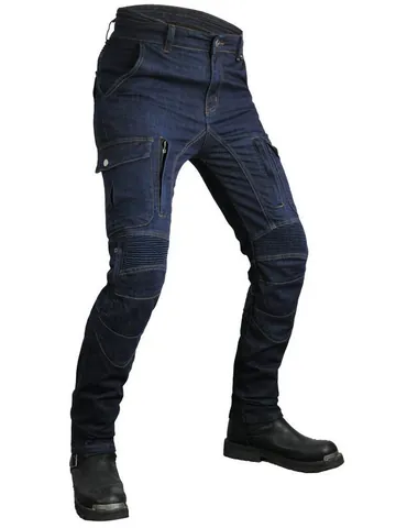Jeans da Moto da Uomo in Cordura Resistenti All'abrasione Con Protezioni CE Rimovibili Pantaloni Cargo in Denim Elasticizzato