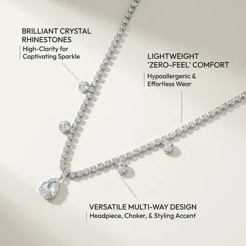 Bohemian Alloy Rhinestone Bridal Hair Chain Headpiece Forehead Pendant Waterdrop Crystal Headband For Women Wedding Accessory