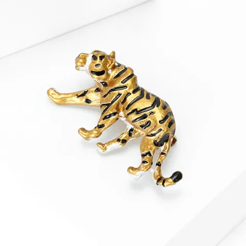 Spilla Tigre in Lega di Moda Occidentale Con Smalto Dorato Spilla Animale Corsage per Uomo Donna Gioielli Zodiaco