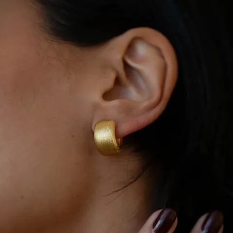 Orecchini a Cerchio a Cupola in Rame Spazzolato Retrò per Donna Gioielli di Moda Geometrici Placcati in Oro Argento Minimalista