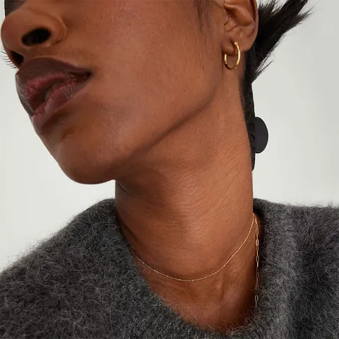 Μινιμαλιστικό Επιχρυσωμένο 18K Ατσάλινο Κολιέ Αλυσίδα Δορυφόρος για Γυναίκες Λεπτή Αλυσίδα με Χάντρες Ρυθμιζόμενο Κόσμημα Μόδας