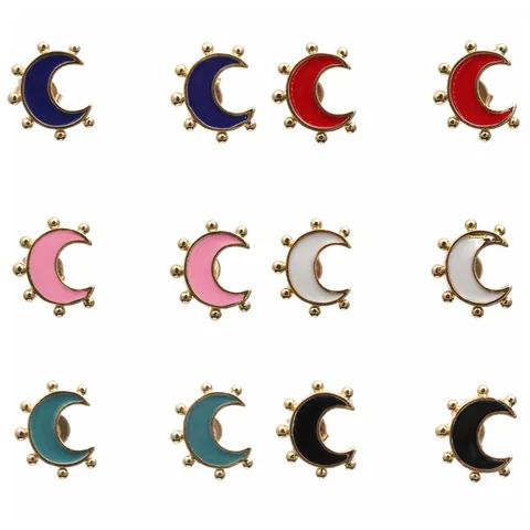 Mondsichel Ohrstecker Kupfer Vergoldet Emaille Mit Kleinen Perlen Einfacher Süßer Modeschmuck Für Damen