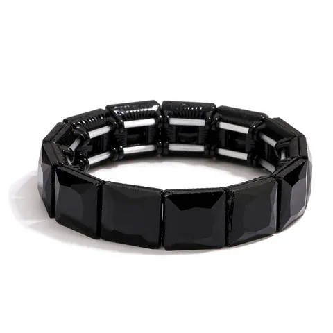 Luxury Alloy Square Rhinestone Elastic Bracelet For Women Fashion Colorful Geometric Crystal Stretch Bangle Jewelry Gift