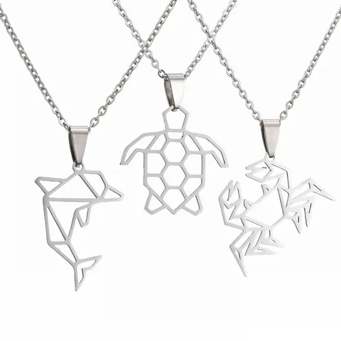Minimalistische Edelstahl Halskette Mit Geometrischen Origami Meerestieren Anhänger Elegantes Hohles Design Für Damen Herren