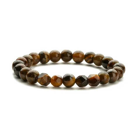 Naturstein Perlen Armband Für Damen Herren Tigerauge Amethyst Rosenquarz Achat Elastisches Heilkristall Schmuck Geschenk