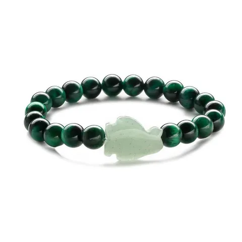 Natural Stone Beaded Bracelets For Women Men Green Aventurine Tiger Eye Agate Beads With Animal Leaf Pendant Handmade Bohemian Jewelry