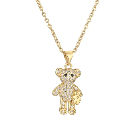 Collar Con Colgante De Animal De Dibujos Animados Cobre Micro Pavé Circón Panda Oso De Peluche Mono Joyas Para Mujeres Hombres Niños