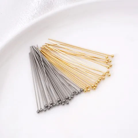 Stainless Steel Ball Head Pins For DIY Jewelry Making Gold Steel Color Plated Findings For Earrings Bracelet Necklace Accessory