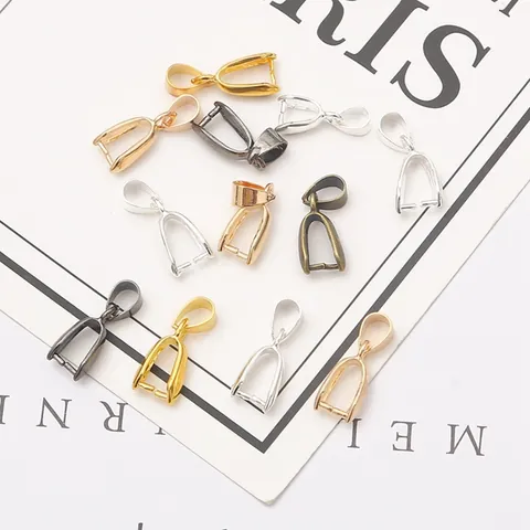 Copper Pendant Bails DIY Jewelry Making Pinch Clip Connectors For Necklaces Gold Silver Gunmetal Bronze Metal Findings