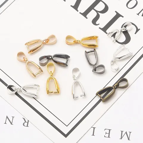 Copper Pendant Bails DIY Jewelry Making Pinch Clip Connectors For Necklaces Gold Silver Gunmetal Bronze Metal Findings