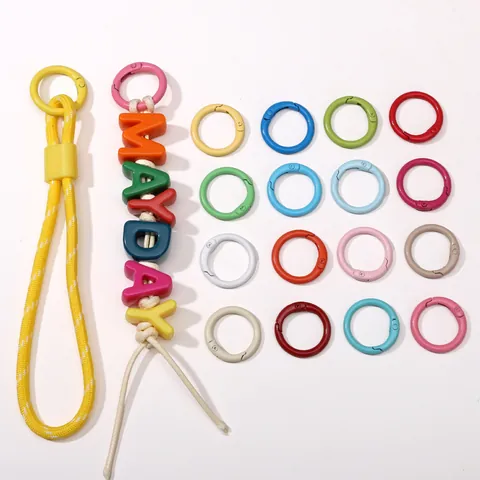 Kleurrijke Legering Veerring Ronde Karabijnhaak Voor DIY Sleutelhanger Sieraden Maken Handtas Geverfde Metalen Ringen Accessoires
