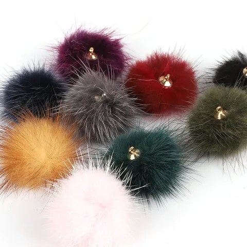 Soft Mink Fur Ball Pendant DIY Jewelry Making Material Round Plush Pompom For Earrings Bags Accessories Decoration
