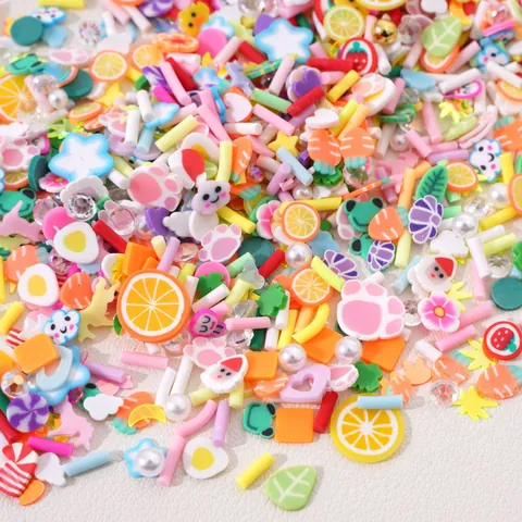 Fette di Argilla Polimerica Colorate Miste Strass Imitazioni di Perle per Fai da Te Custodia Telefono Nail Art Riempimento Slime Accessori Artigianali