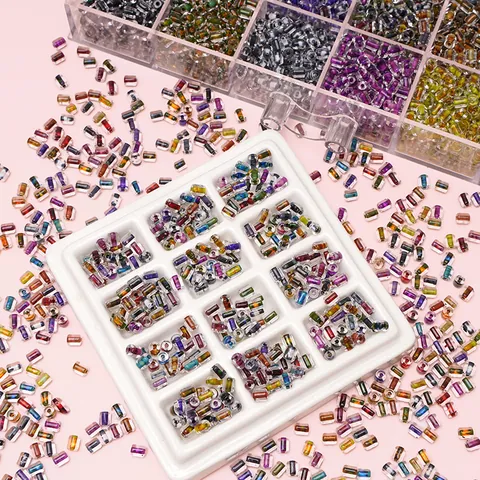 Glass Bugle Beads Vintage Cylindrical Beads For DIY Jewelry Making Bracelet Necklace Handmade Accessories Ink Texture Glass Beads