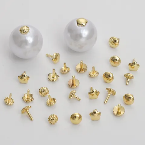 14K Gold Filled Copper Patterned Nail Caps Bead Caps For DIY Jewelry Making Pendant Necklace T-Pin Handcrafted Accessories