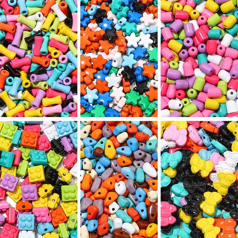 DIY Alloy Beads Jewelry Making Accessories Mixed Shapes Cartoon Star Cloud Skull Bowknot Candy Colorful Spacer Beads For Handmade Bracelet Necklace