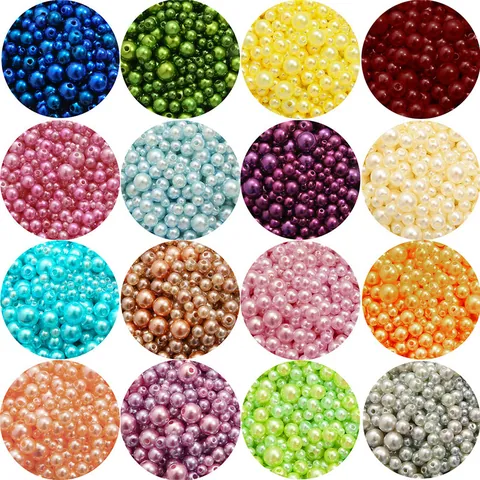 Perles Artificielles ABS Tailles Mixtes Colorées Macaron Rondes Perles en Vrac Avec Trou pour Création de Bijoux DIY Bracelet Collier Accessoire d'Artisanat