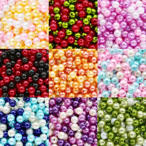 Colorful Artificial Pearl Round Beads With Hole For DIY Jewelry Making Handmade Craft Accessories Mixed Colors Beads