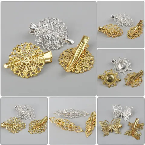 Pince à Cheveux en Laiton Ajouré Style Palais Vintage Papillon Ancien Fleur Filigrane Épingle à Cheveux pour Femmes Bijoux