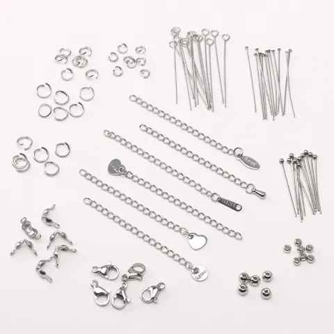 Accesorios de Joyería de Acero Inoxidable Cadenas de Extensión Cierres de Langosta Anillas de Salto Pasadores de Ojo T Cabeza Para Collar Pulsera Manualidades DIY