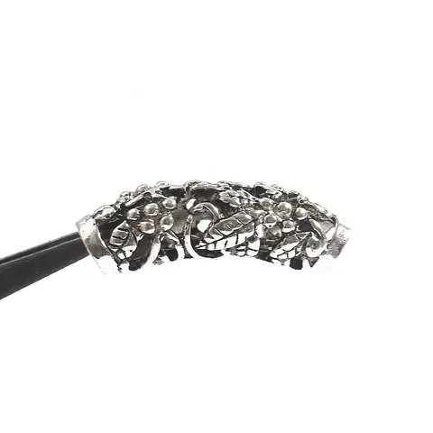 Antique Silver Alloy Hollow Curved Tube Spacer Beads Vintage Floral Carved DIY Jewelry Making Bracelet Necklace Connector Findings