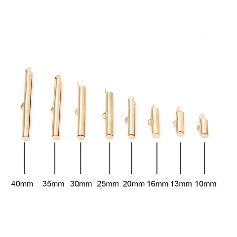 Iron Slider End Tubes Connector End Caps For Multi-Strand Jewelry Making DIY Findings Gold Silver KC Gold White K Metal Tube 10-40mm