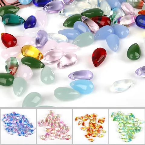 Teardrop Glass Beads For DIY Jewelry Making Gradient Colorful Czech Glass Pendants For Hairpin Earrings Handmade Materials