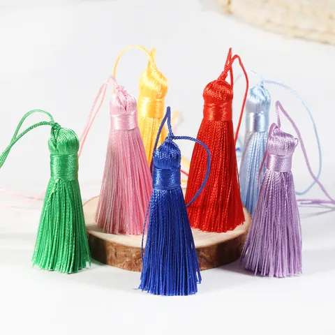Vintage DIY Silk Look Tassel Pendant Decorative Craft Accessory For Fan Bookmark Jewelry Making Traditional Style Tassel Charm