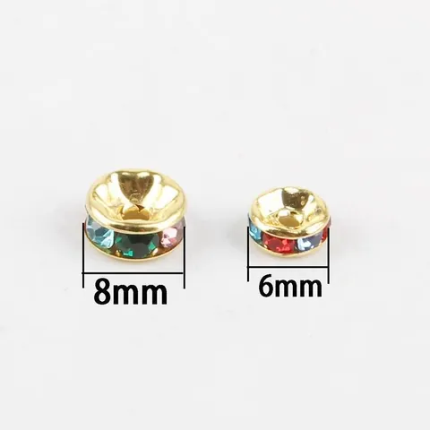 Rhinestone Rondelle Spacer Beads DIY Jewelry Making Round Loose Metal Beads For Bracelet Necklace Accessories Gold Silver