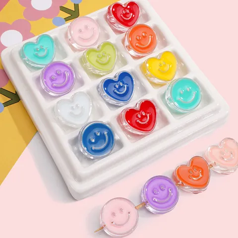 Cuentas de Esmalte Acrílico de Colores Forma de Corazón y Estrella de Dibujos Animados para Creación de Joyas DIY Llavero Hecho a Mano Manualidades de Funda de Teléfono