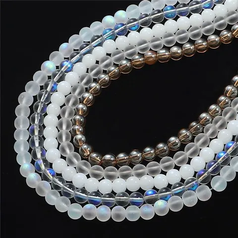 Synthetic Crystal Iridescent Matte Round Loose Beads For DIY Bracelet Necklace Jewelry Making Accessories Fashion Handmade Beads