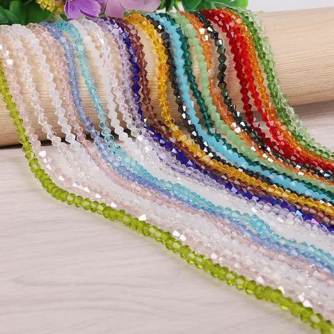 Bicone Glass Beads Faceted Crystal Loose Beads For Jewelry Making DIY Handmade Bracelet Necklace Earring Craft Accessories