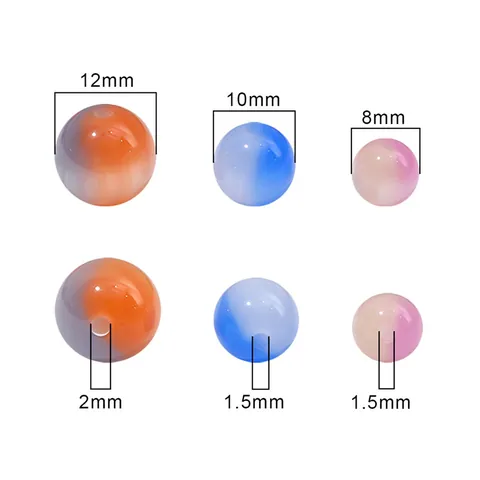 Resin Imitation Cat Eye Round Loose Beads Two Tone Gradient Spacer Beads For DIY Jewelry Making Bracelet Necklace Accessories